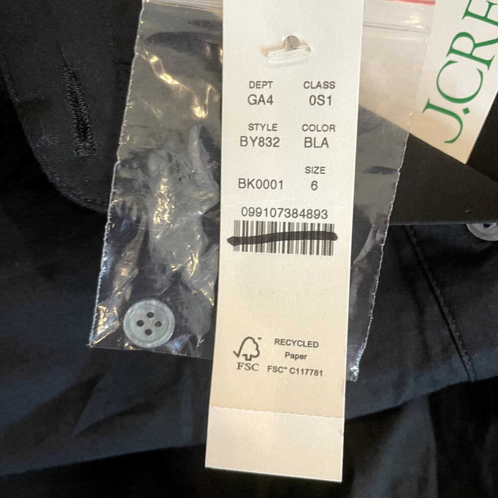 J.Crew Elena Shirtdress Cotton Poplin Midi Short Sleeves Vacation BY832 Black 6 - Picture 15 of 16